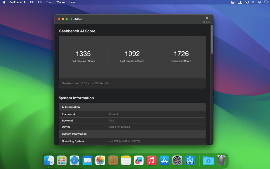 Geekbench AI v1.5.0 macOS