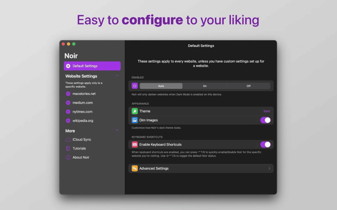 Noir – Dark Mode for Safari v2025.2 macOS