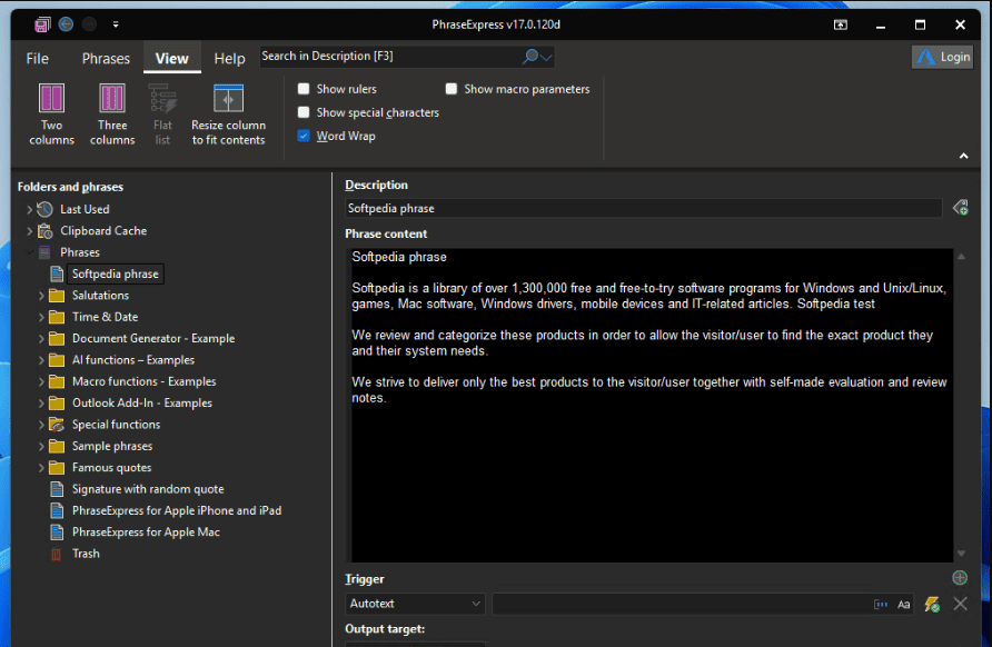PhraseExpress v17.0.130 is a text expander software, that manages frequently used text templates for insertion into any program.