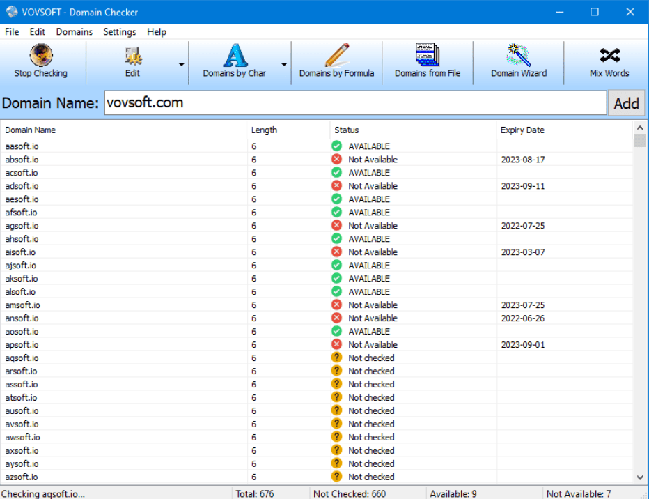 VovSoft Domain Checker v9.8