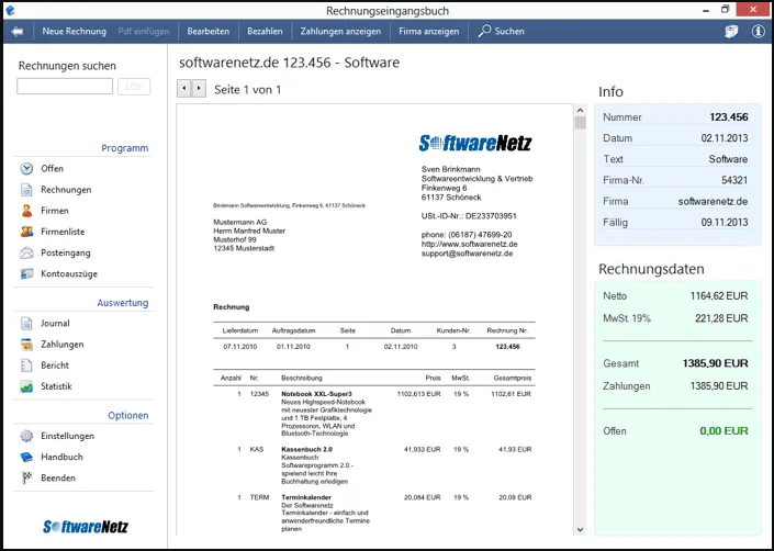 Softwarenetz Rechnung