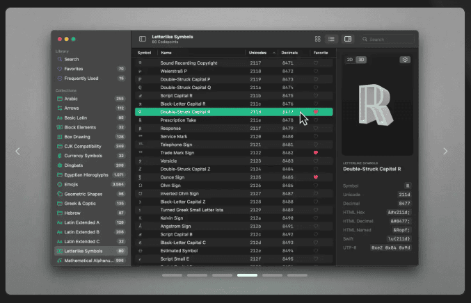 Codepoint v1.21 macOS 4
