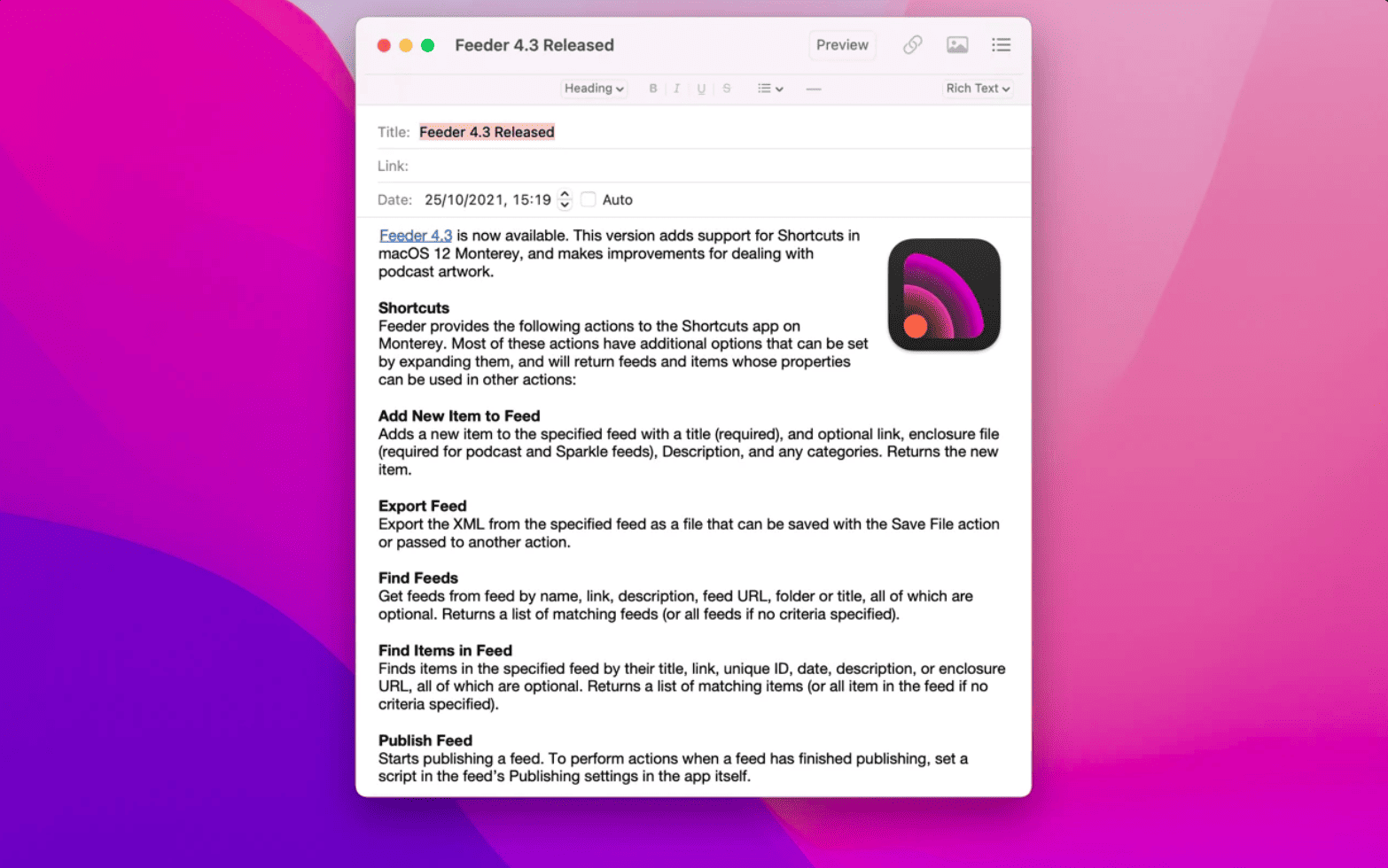 Feeder v4.8.1 macOS