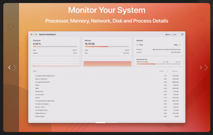 System Dashboard v5.0.0 macOS 1