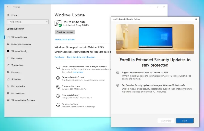 Windows 10 Consumer ESU Enrollment