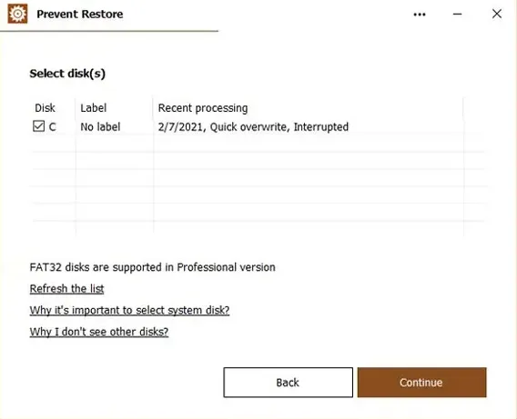 Prevent Restore Professional