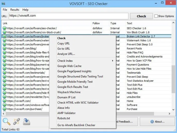 VovSoft SEO Checker