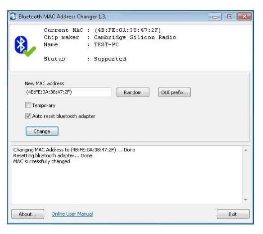 Bluetooth MAC Address Changer v1.14.0.203b