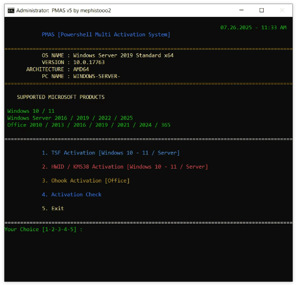 PMAS - PowerShell Multi Activation System v10.0