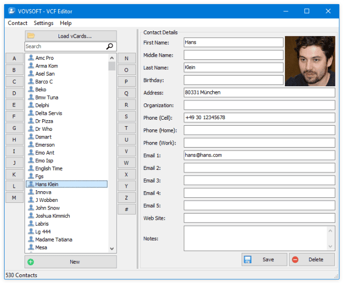 VovSoft VCF Editor v2.4