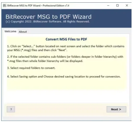 BitRecover MSG to PDF Wizard 26.1