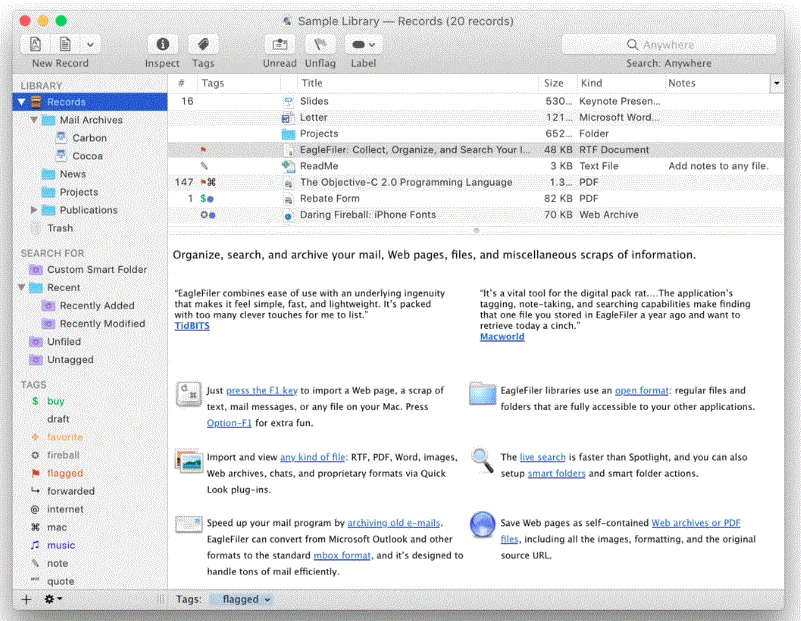 EagleFiler 1.9.15 portable for macOS