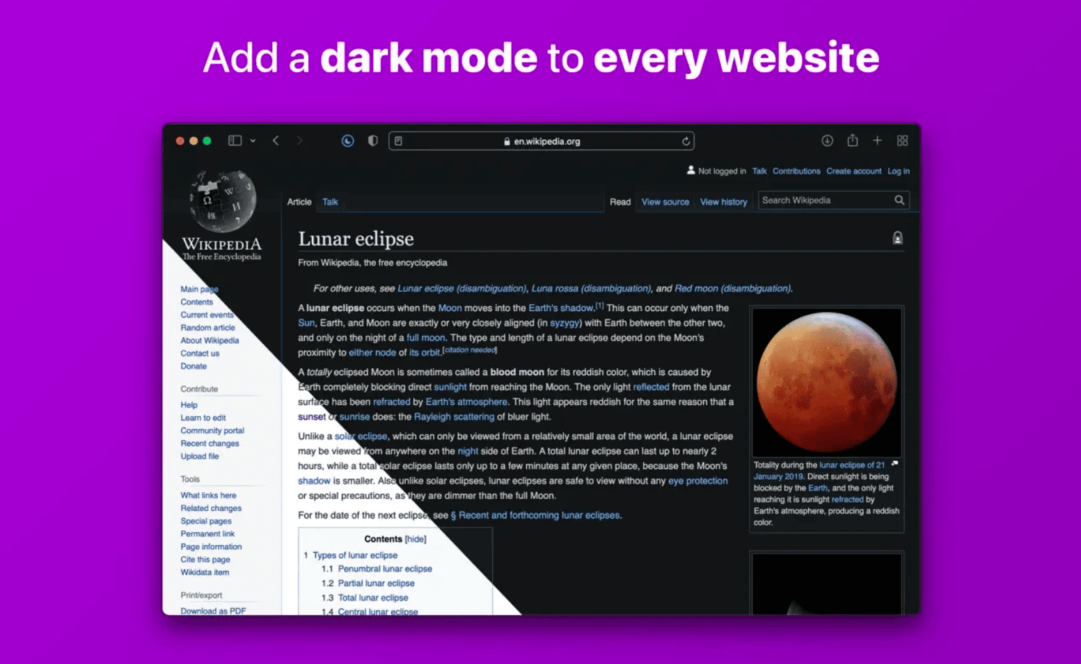 Noir – Dark Mode for Safari 2026.7 macOS