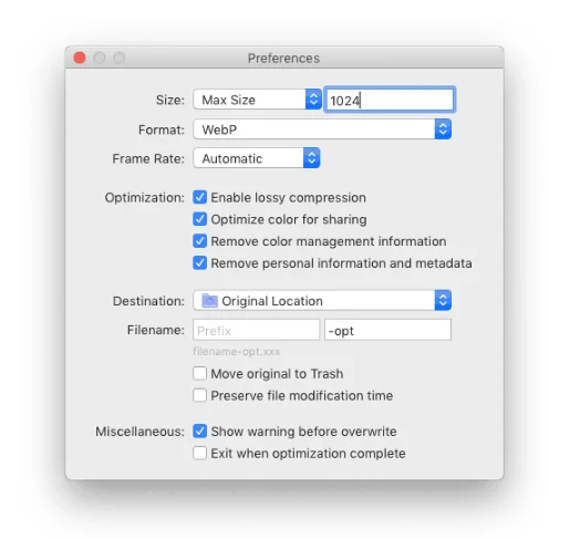 Optimage 3.5.1 macOS 1