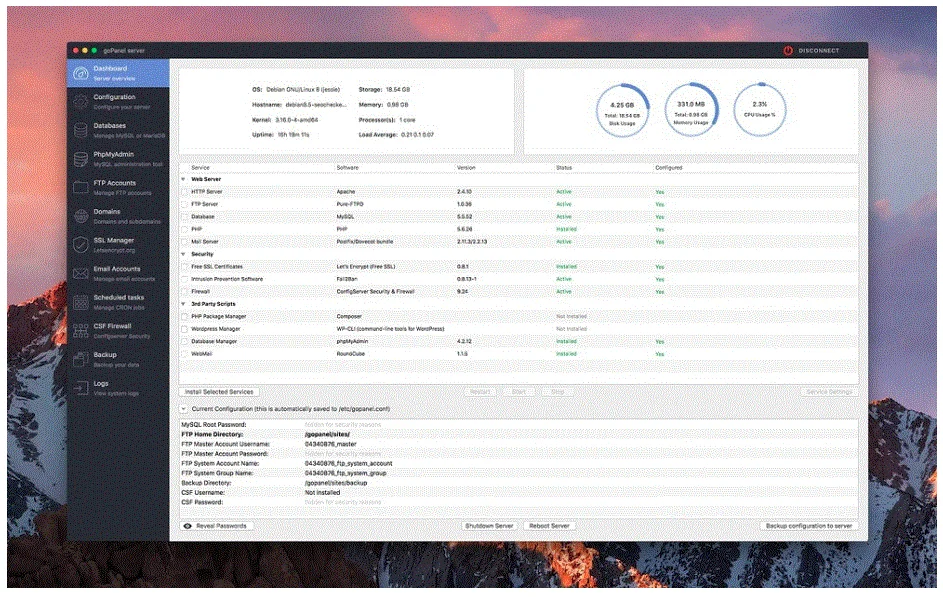 goPanel 2.9.7 portable for macOS