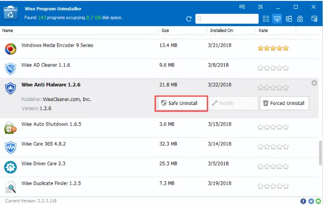 Wise Program Uninstaller